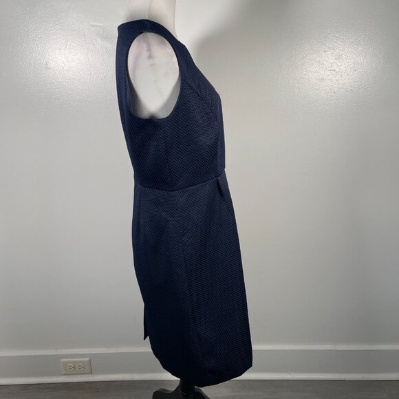 Banana Republic Navy Blue Crew Neck Textured Sleeveless Knee length Dress 8 - Picture 11 of 15